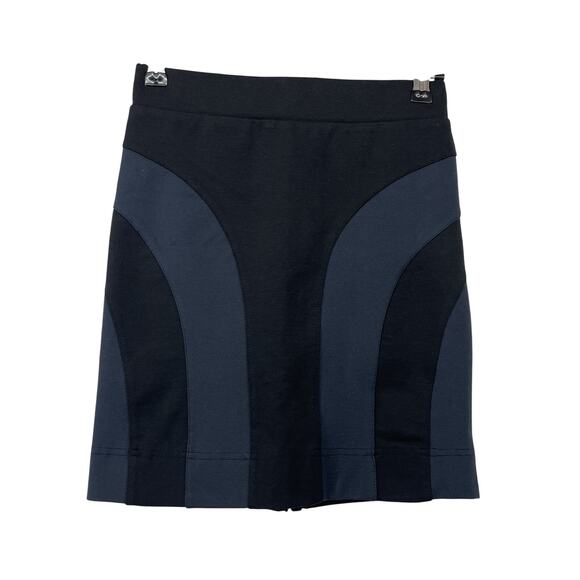 ALLSAINTS Size 2 Mini Knit Skirt Blue Black Full Exposed Zipper Form Fitting XS - Picture 1 of 4